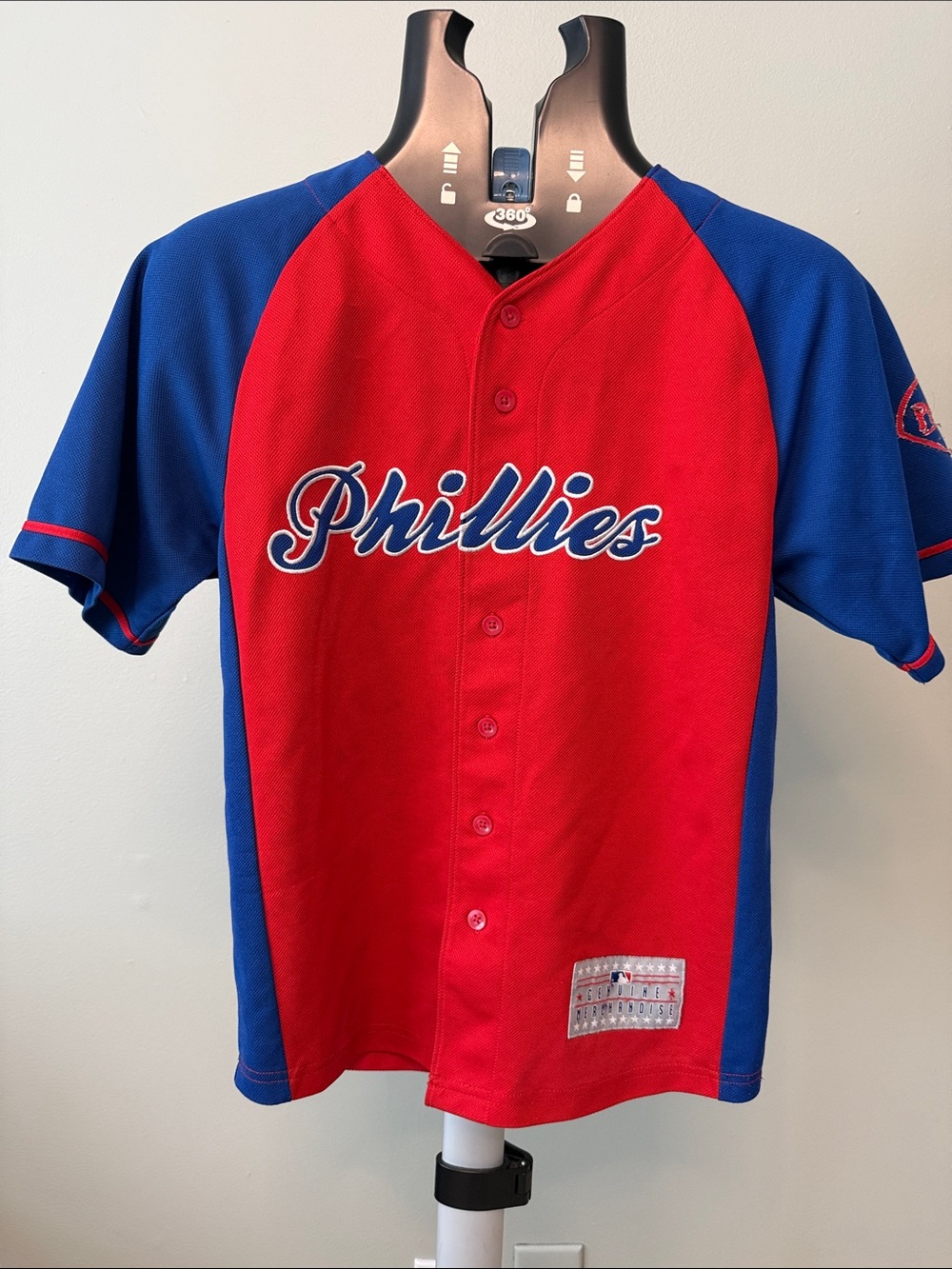 Phillies Red & Blue Kids Button-Front Jersey